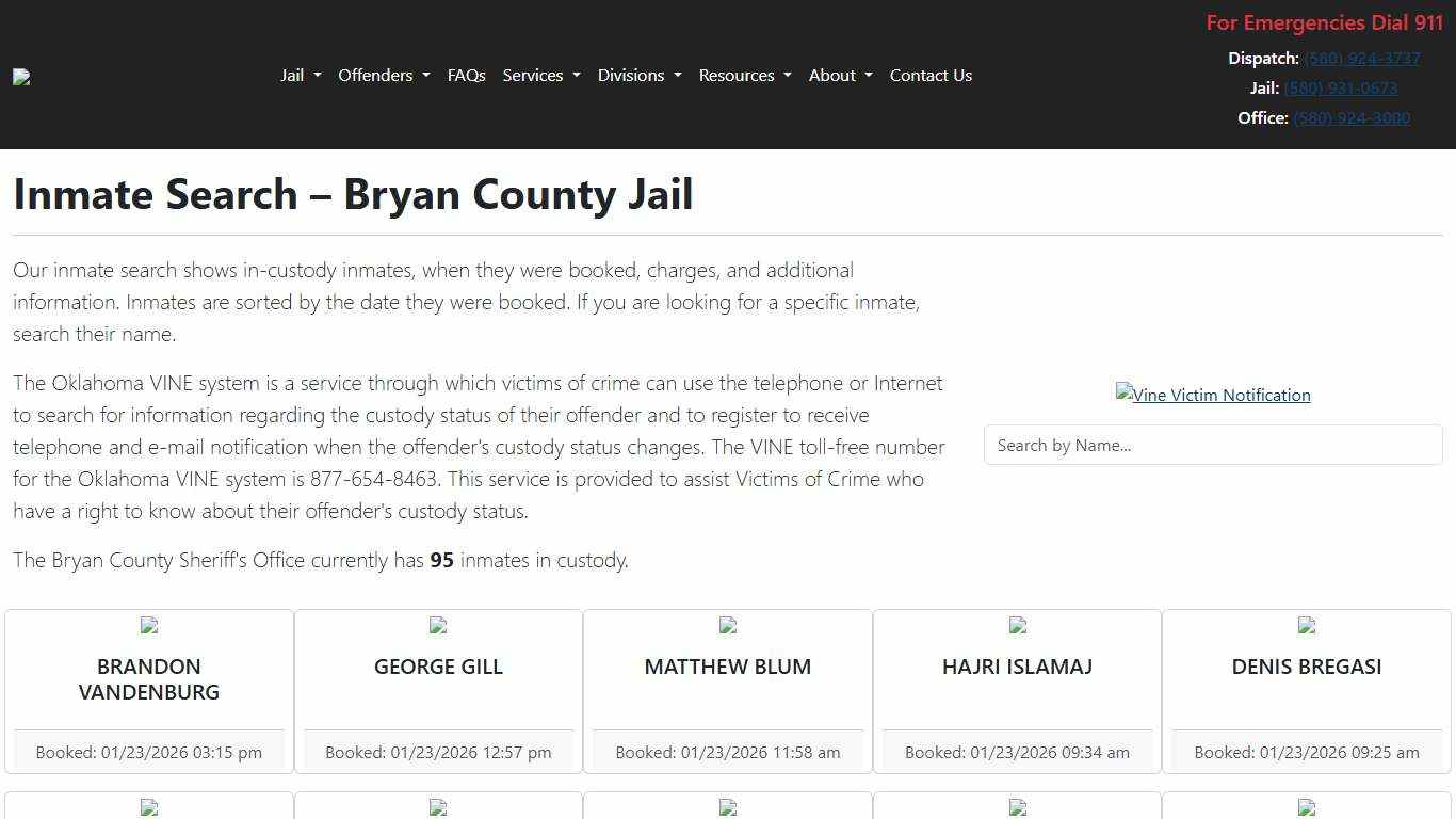 Inmate Search Bryan County Sheriff's Office