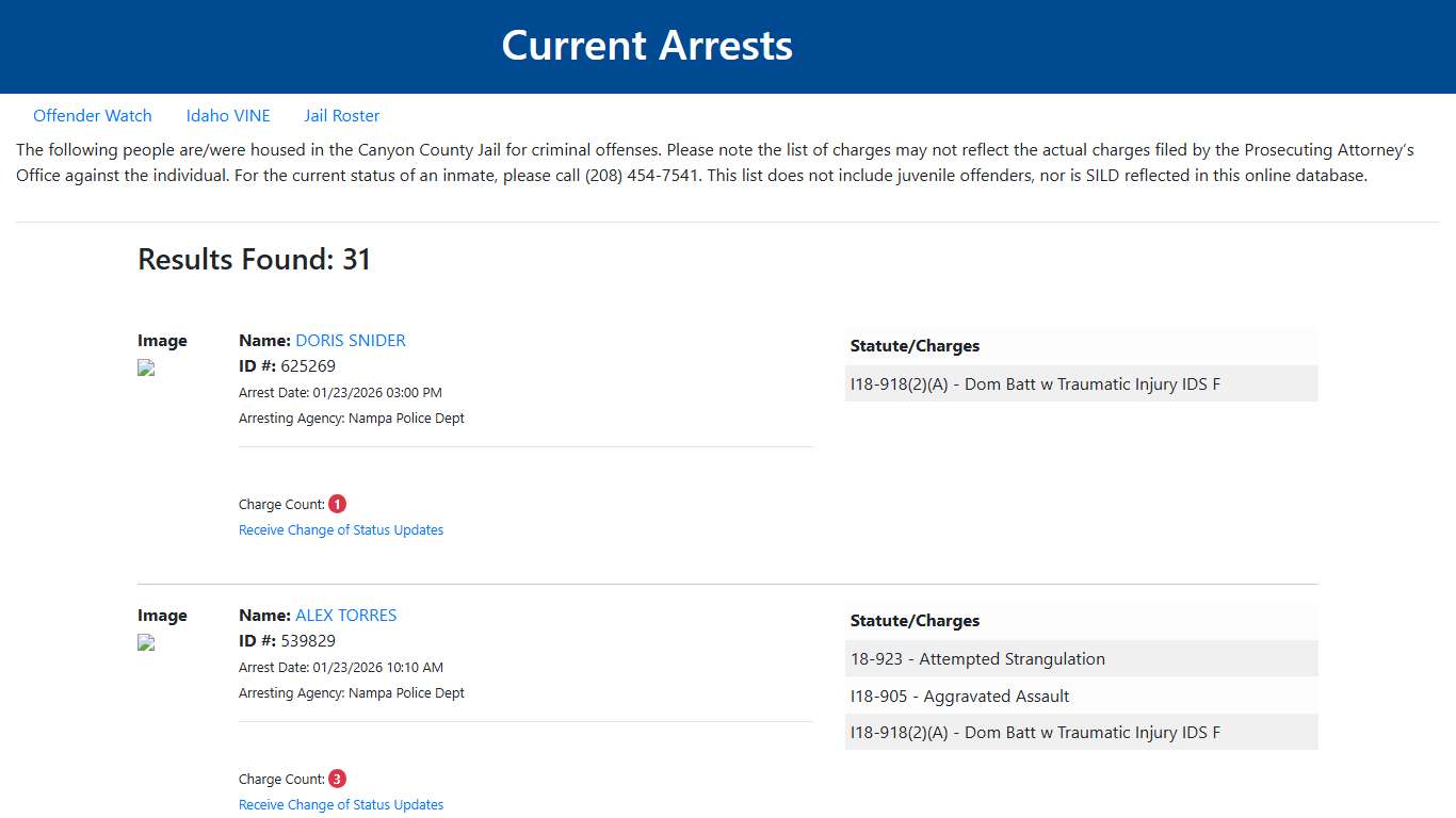 Current Arrests