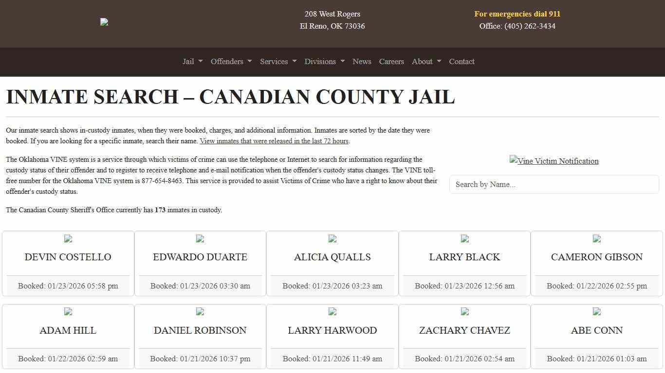 Inmate Search Canadian County Sheriff's Office